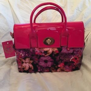 New Hot pink floral handbag